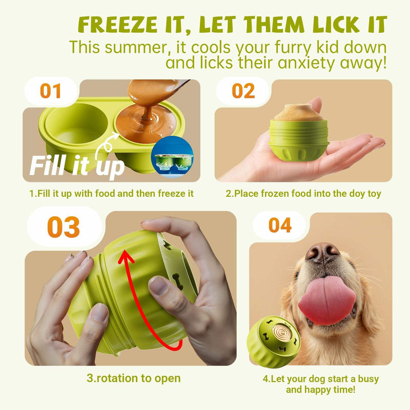 Fillable Freezable Dog Chew Toy, Durable Treat Dispensing Toy for Dogs, Interactive Chew Toy for Teething, Training, Boredom Relief and Mental Stimulation