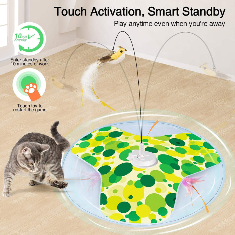 Interactive Motion Feather Cat Toy, Rechargeable Automatic Cat Teaser Toy for Indoor Cats, Moving Feather Toy for Chasing, Exercise and Play