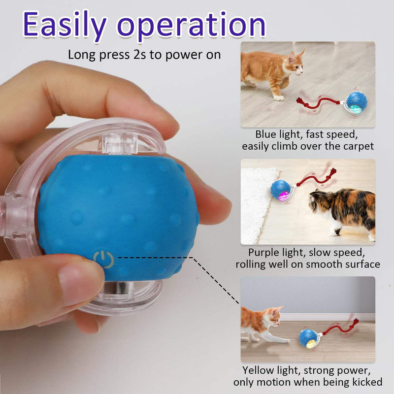 Interactive Cat Toy Ball for Indoor Cats, Rolling Cat Exercise Toy for Chasing, Pouncing and Play, Fun Motion Ball Toy for Cats and Kittens