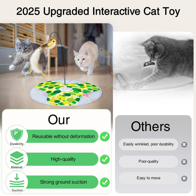Interactive Motion Feather Cat Toy, Rechargeable Automatic Cat Teaser Toy for Indoor Cats, Moving Feather Toy for Chasing, Exercise and Play