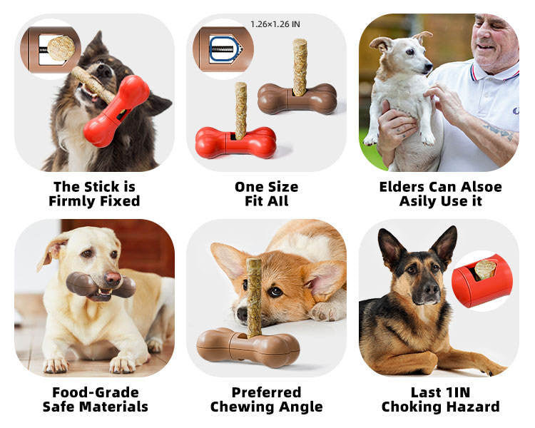 Bone Shape Dog Bully Stick Holder, Chew Stick Safety Holder for Dogs, Durable Pet Chew Toy Accessory for Bully Sticks, Dental Chews and Treats