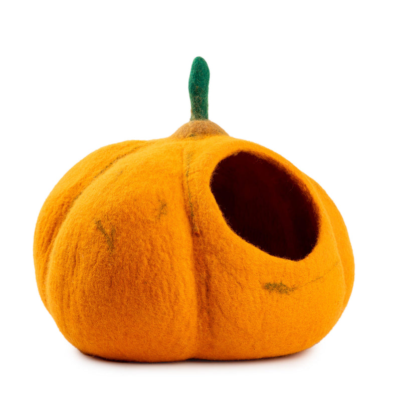 Handcrafted Wool Felt Cat Cave, Cozy Hideaway Bed for Cats, Modern Indoor Cat House with Soft Cushion