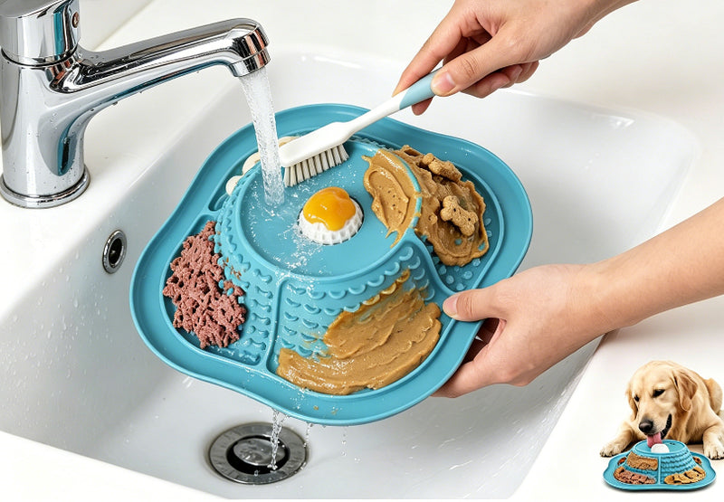 Silicone 2-in-1 Slow Feeder Mat for Dogs and Cats, Pet Lick Mat and Feeding Mat, Easy-Clean Slow Eating Bowl Mat for Daily Meals and Treats