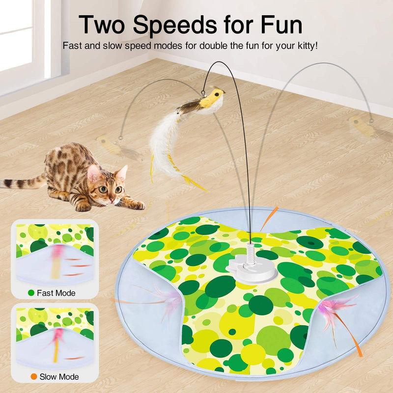Interactive Motion Feather Cat Toy, Rechargeable Automatic Cat Teaser Toy for Indoor Cats, Moving Feather Toy for Chasing, Exercise and Play