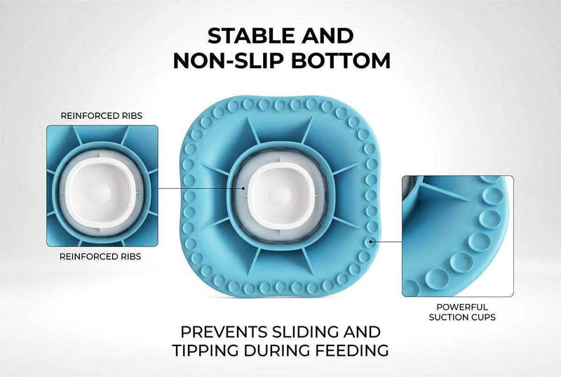 Silicone 2-in-1 Slow Feeder Mat for Dogs and Cats, Pet Lick Mat and Feeding Mat, Easy-Clean Slow Eating Bowl Mat for Daily Meals and Treats