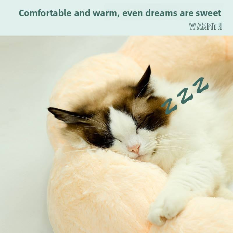 Round Floral Cat Bed, Cozy Flower-Shaped Pet Bed for Cats and Small Dogs, Soft Plush Cushion Bed for Indoor Sleeping and Lounging