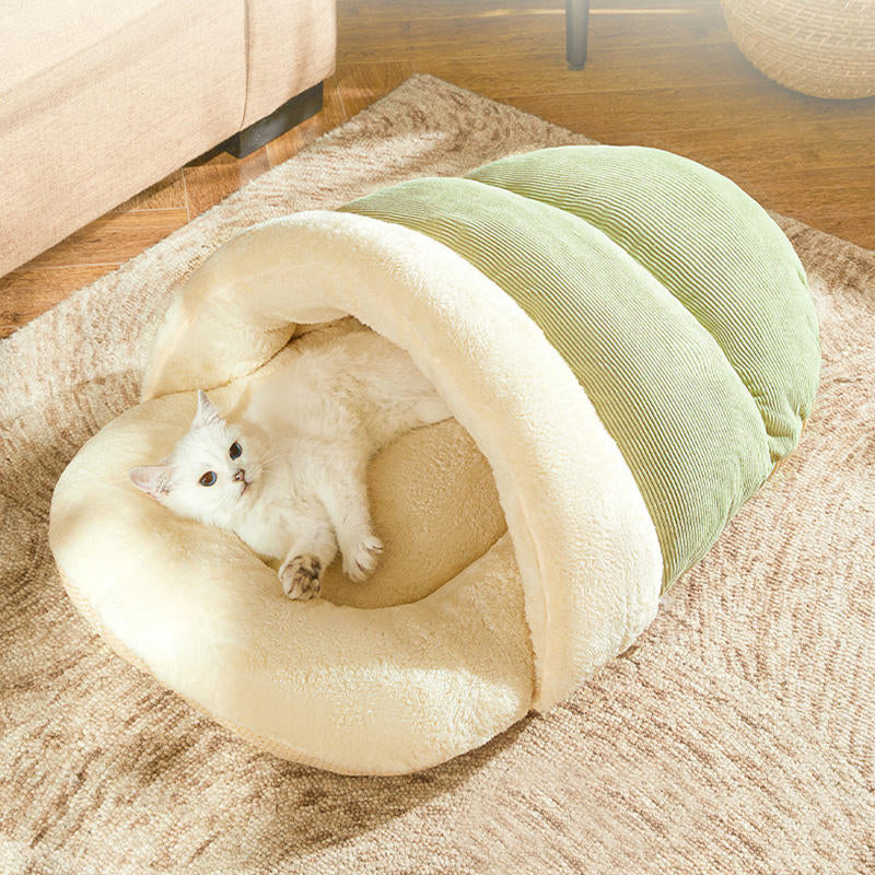 Cozy Enclosed Cat Bed, Warm Covered Cat Cave House for Indoor Cats, Soft Plush Hideaway Bed for Kittens and Small Pets