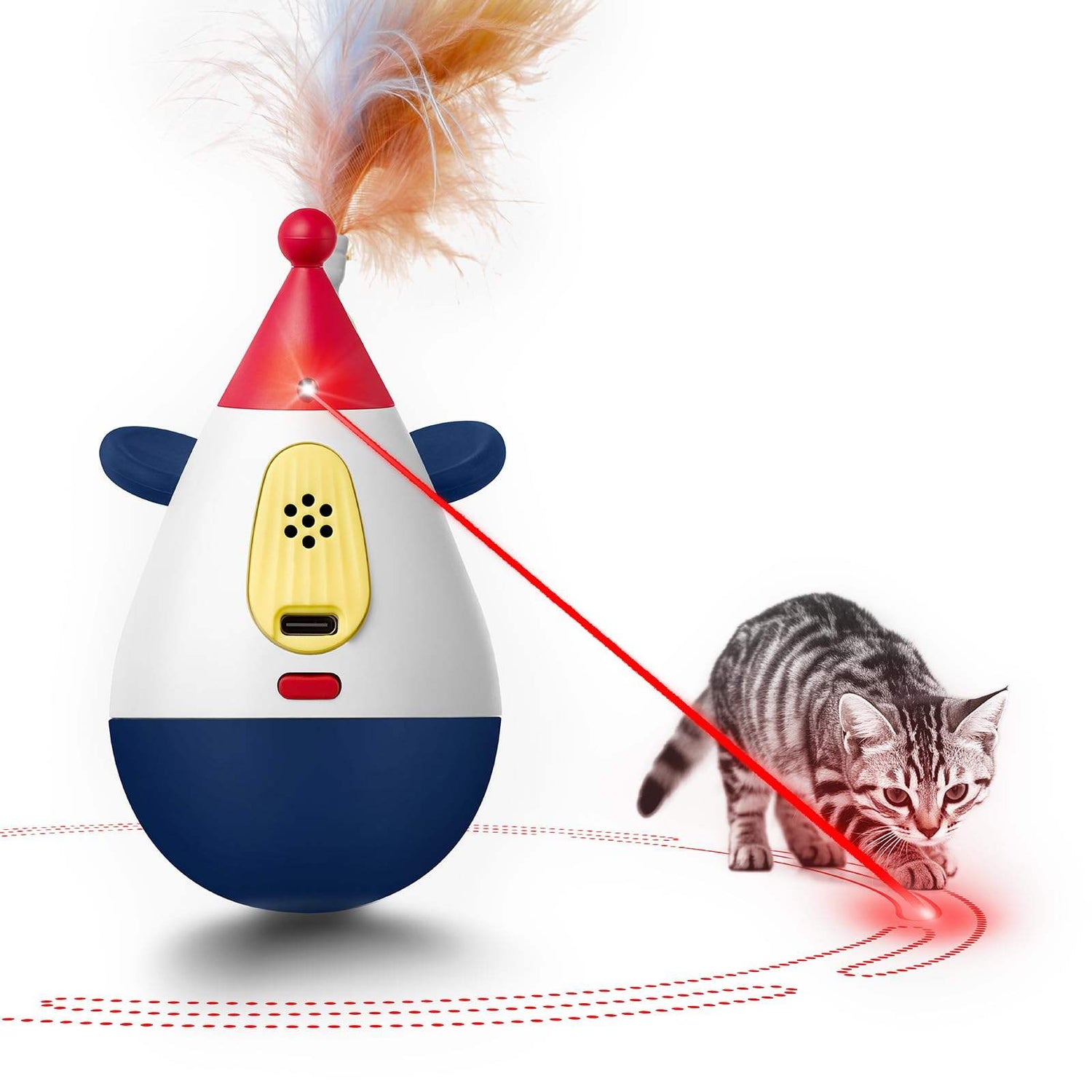 Automatic Interactive Cat Laser Toy, Rechargeable Motion Cat Toy with Rotating Laser, Indoor Exercise Toy for Cats and Kittens
