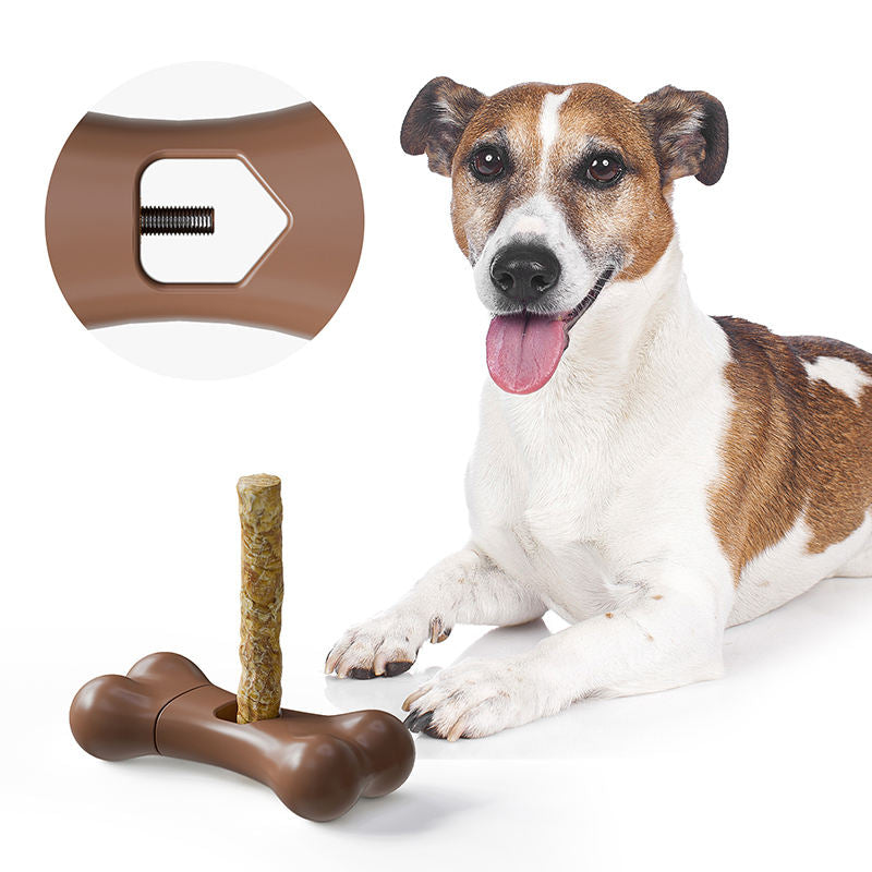 Bone Shape Dog Bully Stick Holder, Chew Stick Safety Holder for Dogs, Durable Pet Chew Toy Accessory for Bully Sticks, Dental Chews and Treats