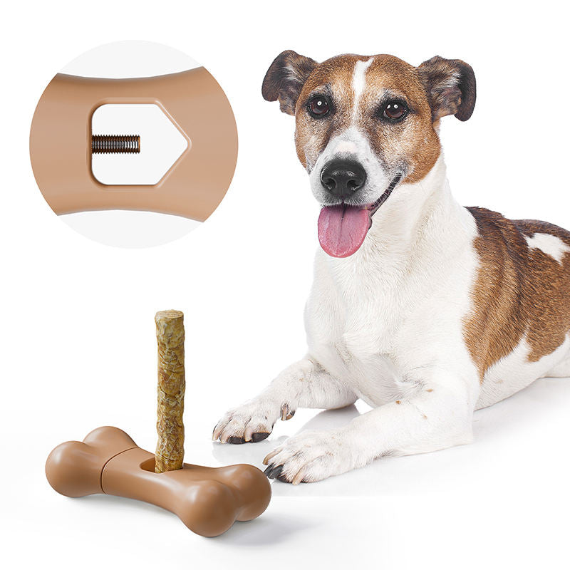 Bone Shape Dog Bully Stick Holder, Chew Stick Safety Holder for Dogs, Durable Pet Chew Toy Accessory for Bully Sticks, Dental Chews and Treats