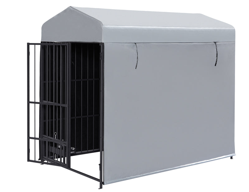 Large Dog Kennel Outdoor Pet Pens Dogs Run Enclosure Animal Hutch Metal Coop Fence with Roof Cover(6.6'L x 3.9'W x 5.9'H)