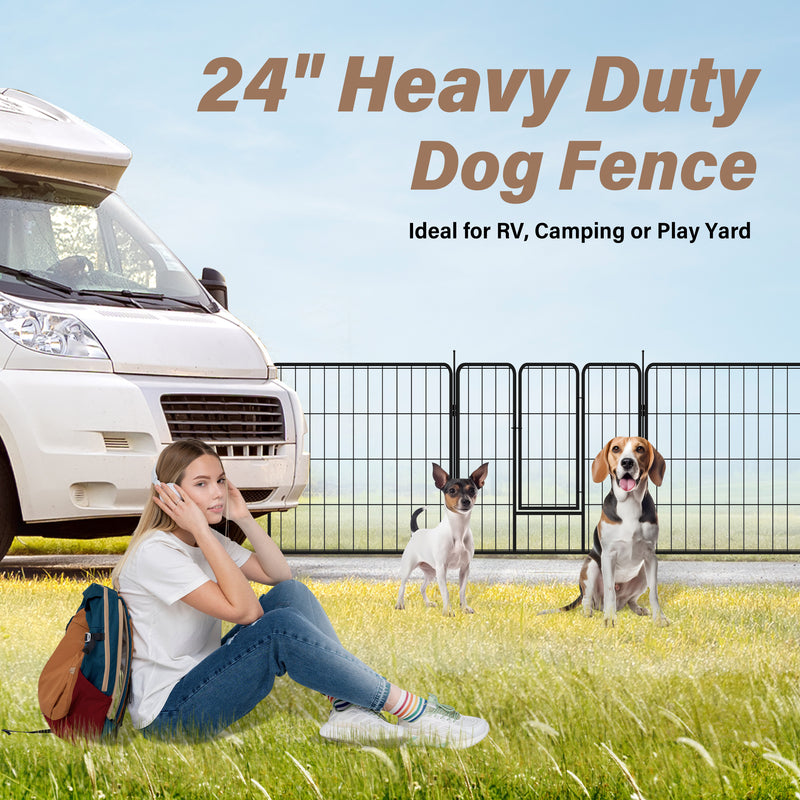 Dog Playpen Indoor Outdoor, 8 Panels Fence with Anti-Rust Coating, Metal Heavy Portable Foldable Dog Pen for Large, Medium Small Dogs RV Yard Camping