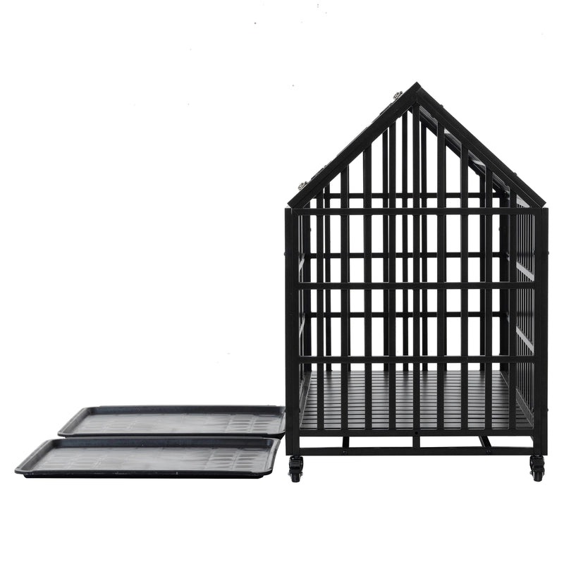 Heavy Duty Dog Crate Large Dog cage Strong Metal Dog Kennels and Crates for Large Dogs with 4 Lockable Wheels