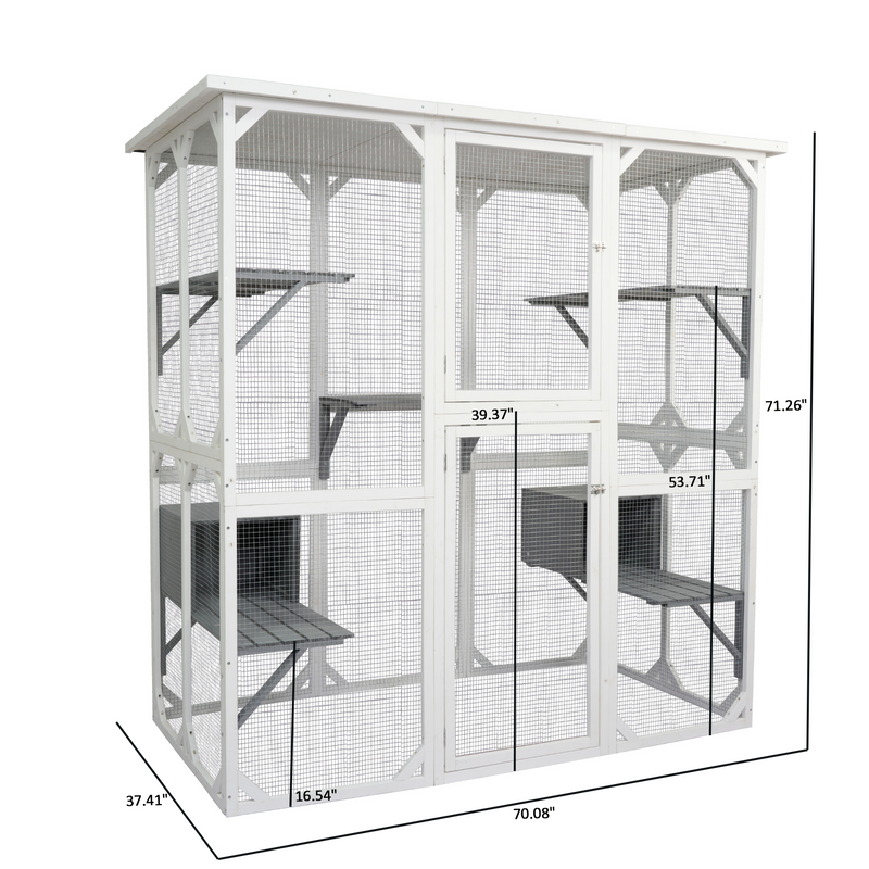 Cat cage box lovely house cute pet play space Wooden, White, Medium