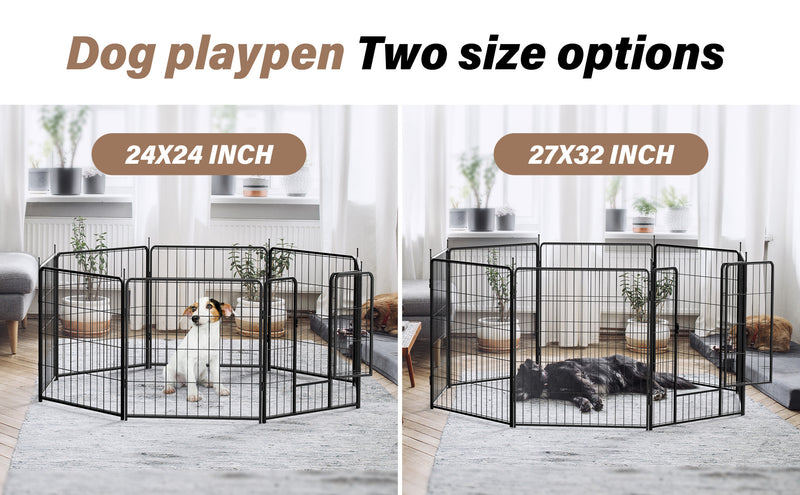 Dog Playpen Indoor Outdoor, 8 Panels Fence with Anti-Rust Coating, Metal Heavy Portable Foldable Dog Pen for Large, Medium Small Dogs RV Yard Camping