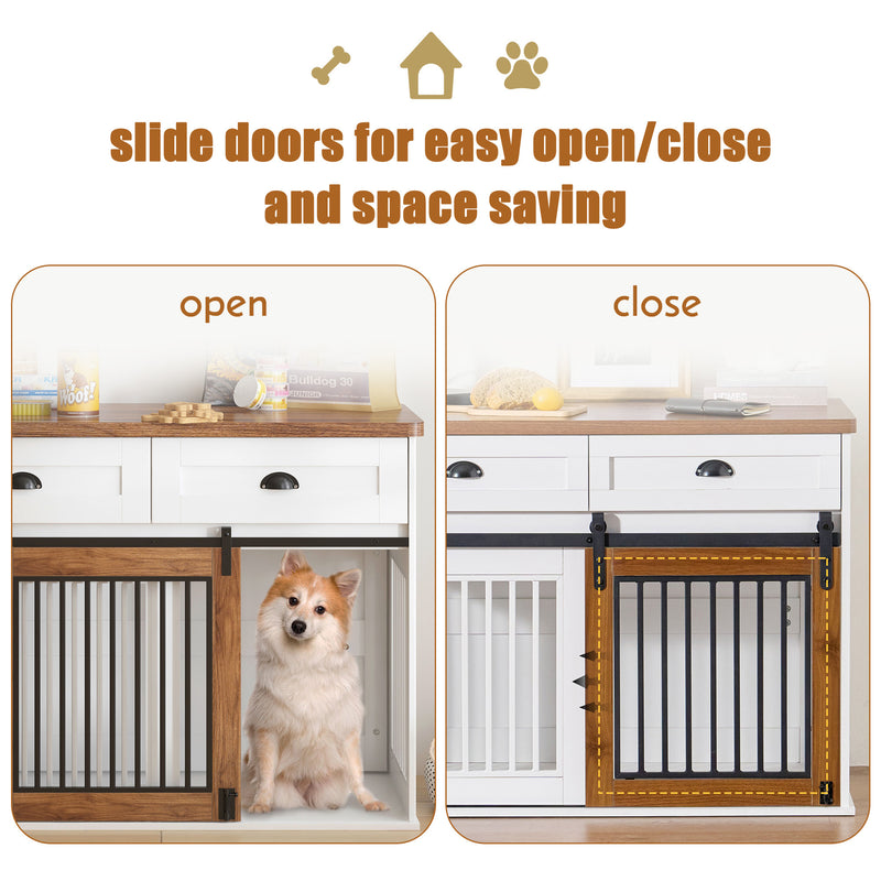 Heavy Duty Furniture style dog cage, wooden dog cage, double door dog cage, side cabinet dog cage