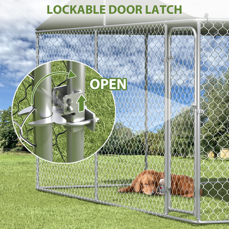 15x15 FT Extra Large Outdoor Dog Kennel, Outside Dog Kennel with Roof, Heavy Duty Dog Run Fence with Anti-UV & Waterproof Cover, Covered Dog Outdoor Kennel for Large Dogs