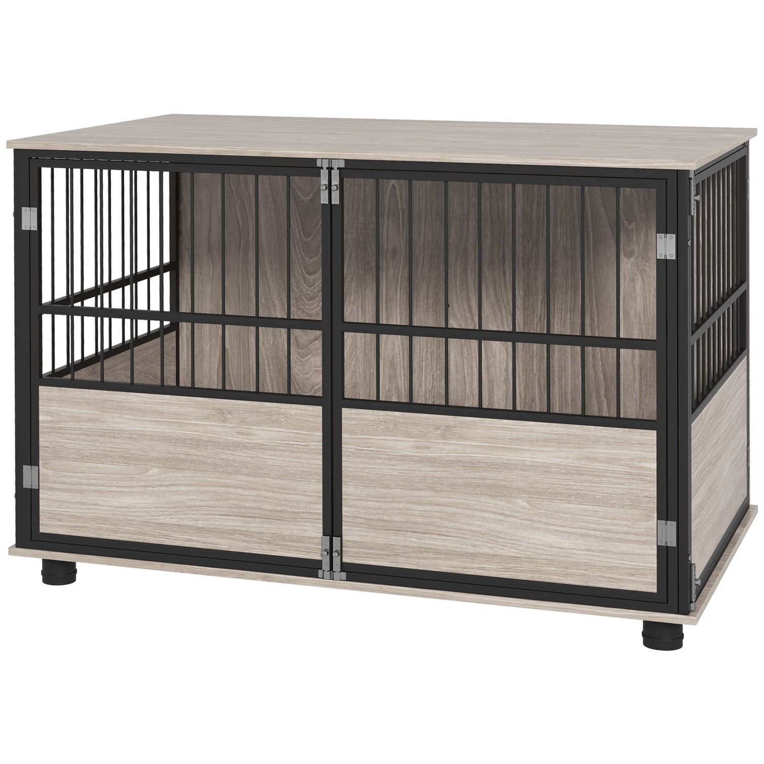 39.5" Dog Crate Furniture End Table, Wooden Dog Kennel Indoor Pet House with 3 Doors, for Small to Large Dogs