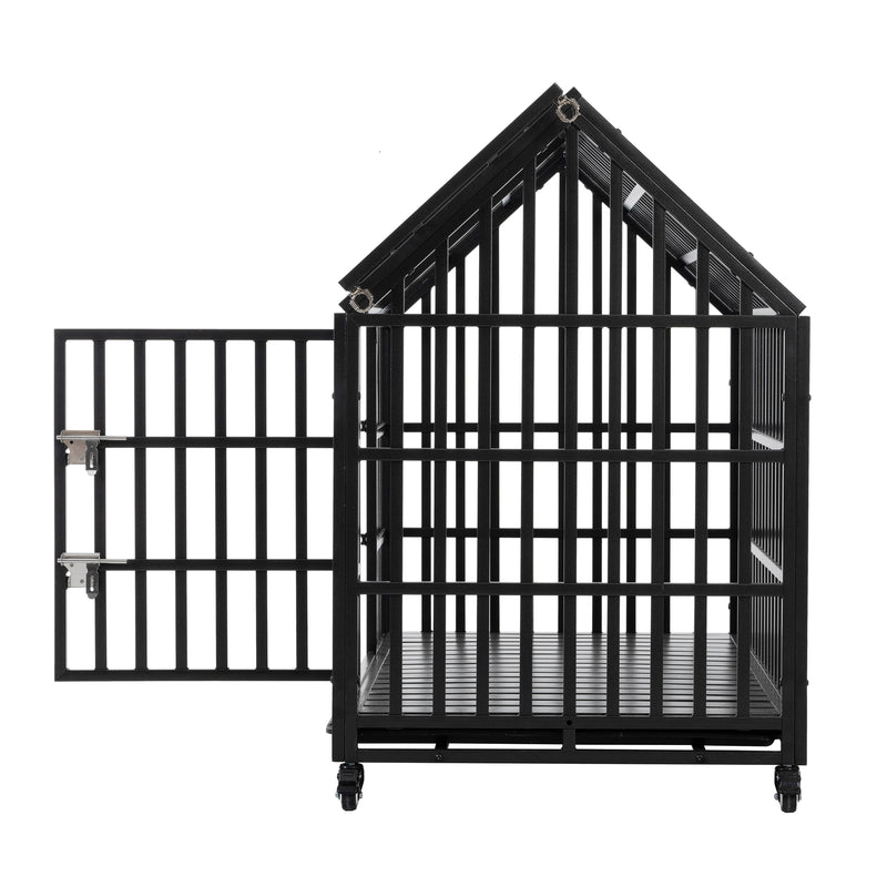 Heavy Duty Dog Crate Large Dog cage Strong Metal Dog Kennels and Crates for Large Dogs with 4 Lockable Wheels